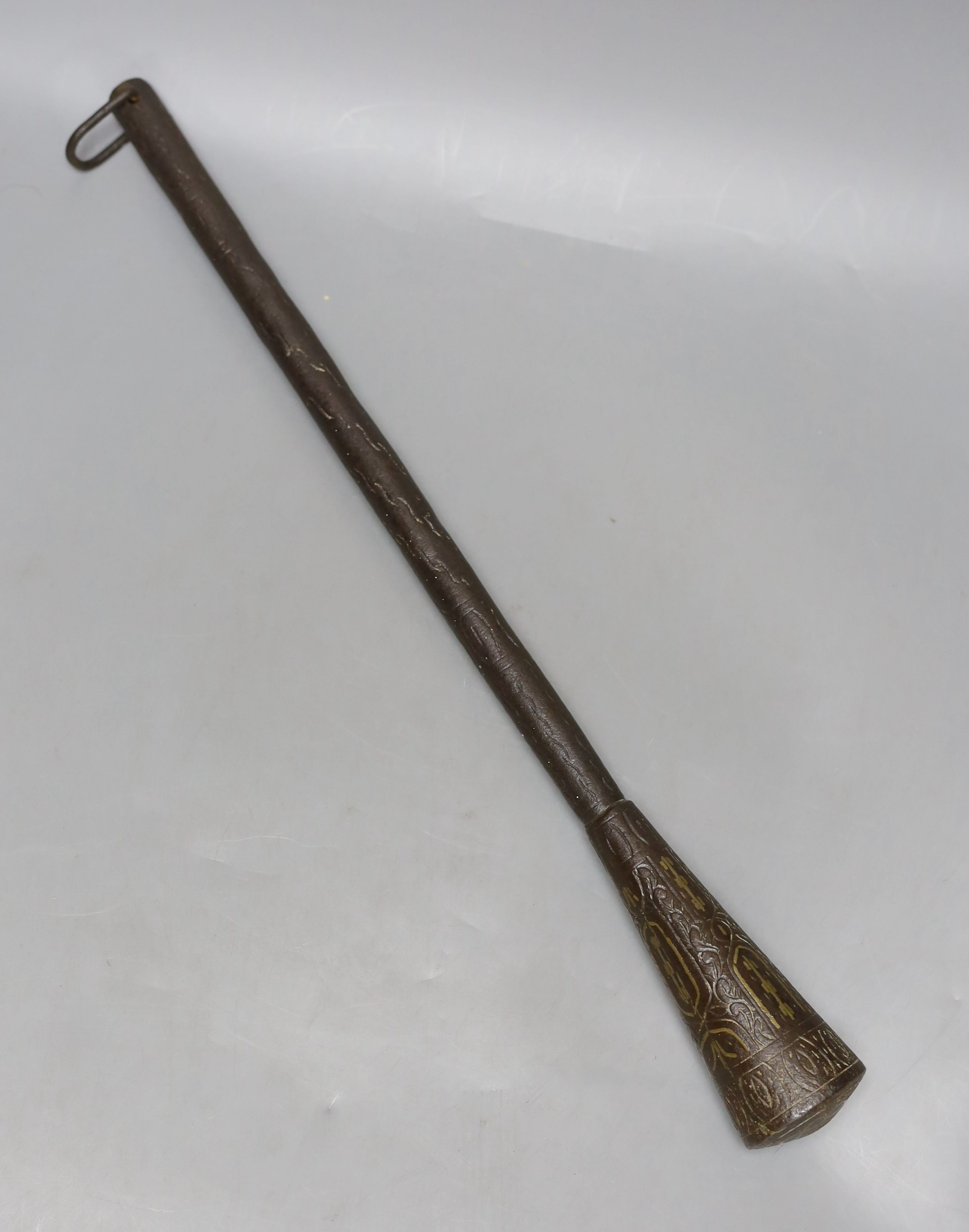 An Indo-Persian mace, damascened iron, possibly 17th / 18th century, 47cm